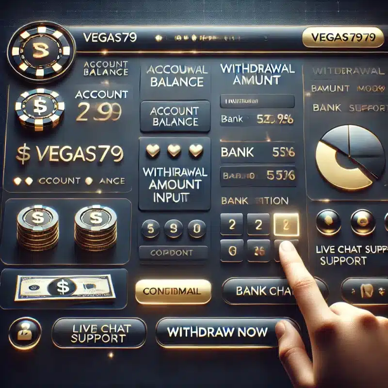 DALL·E 2025 03 24 10.17.08 A realistic digital illustration of a user interface from an online casino named Vegas79. The screen shows a user in the process of withdrawing mone